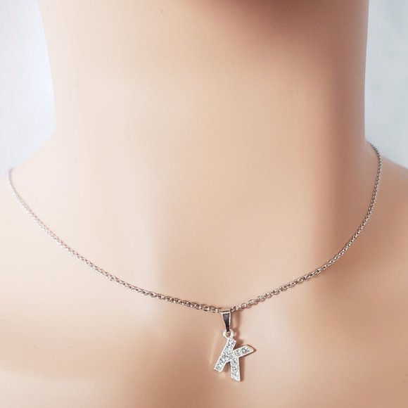 Initial K Silver Necklace - Picture 1 of 1